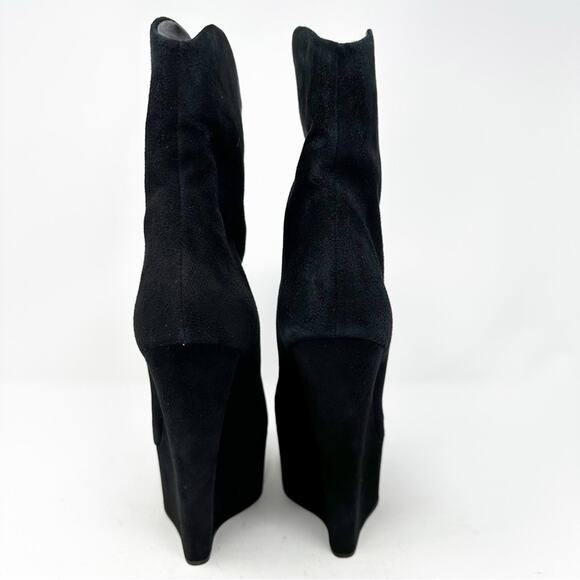 Giuseppe Zanotti Black Suede Platform Wedge Boots Size 38.5 - Picture 4 of 11